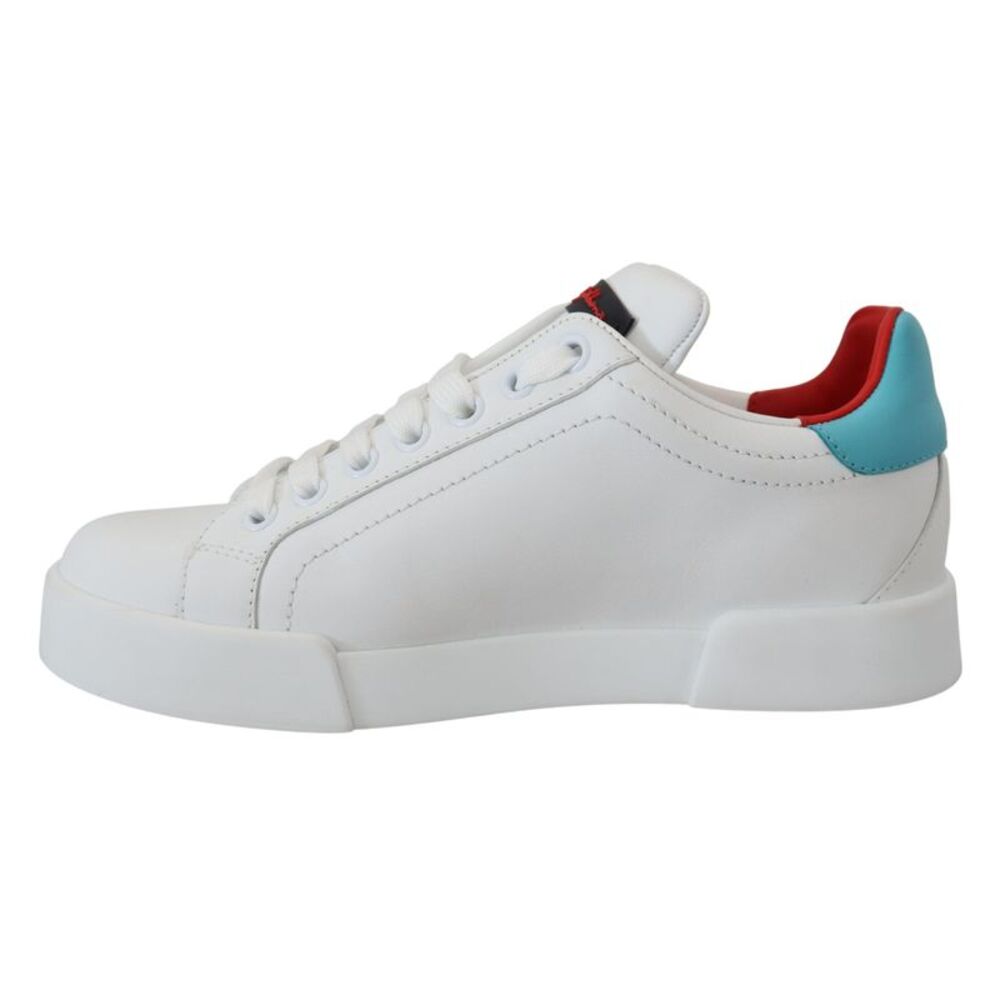 Dolce & Gabbana White Leather Sneaker Portofino Logo Heart Women's Shoes - Picture 4 of 6